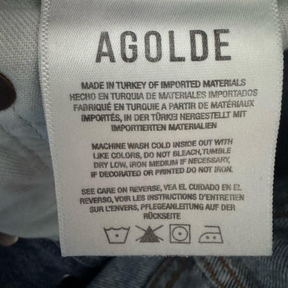 AGolde 100% Organic Cotton Relaxed High Rise Faded Blue Distressed Jeans - Picture 9 of 10